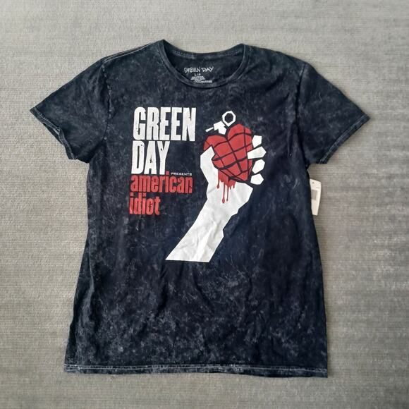 Green Day Band T Shirt Mens L Gray Graphic American Idiot Tour Short Sleeve - Picture 1 of 9